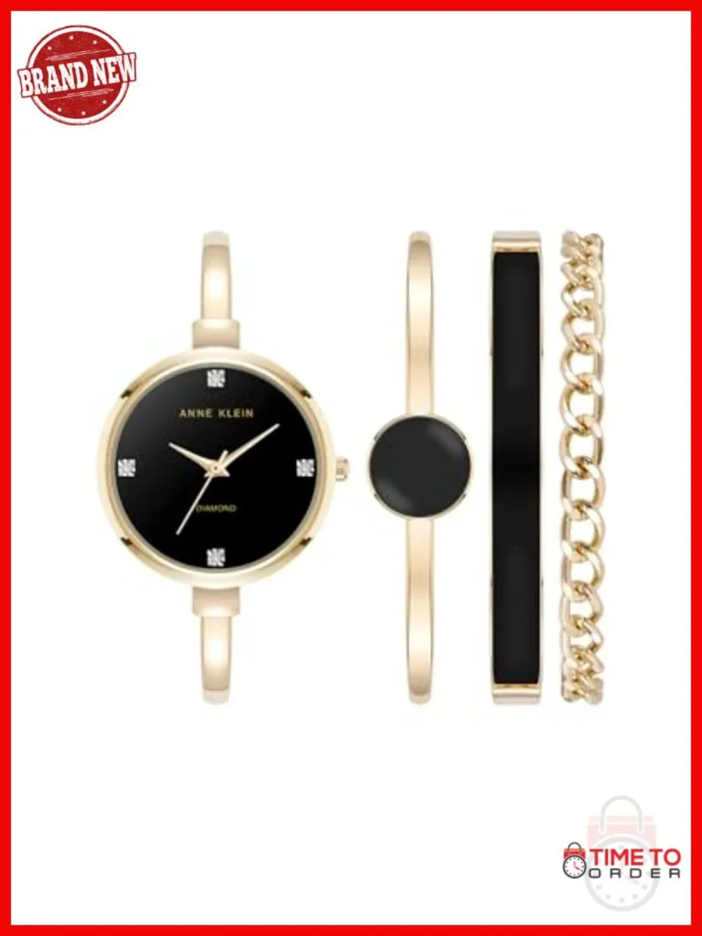 Women's Bangle Watch and Bracelet Set with Lab Grown Diamonds
